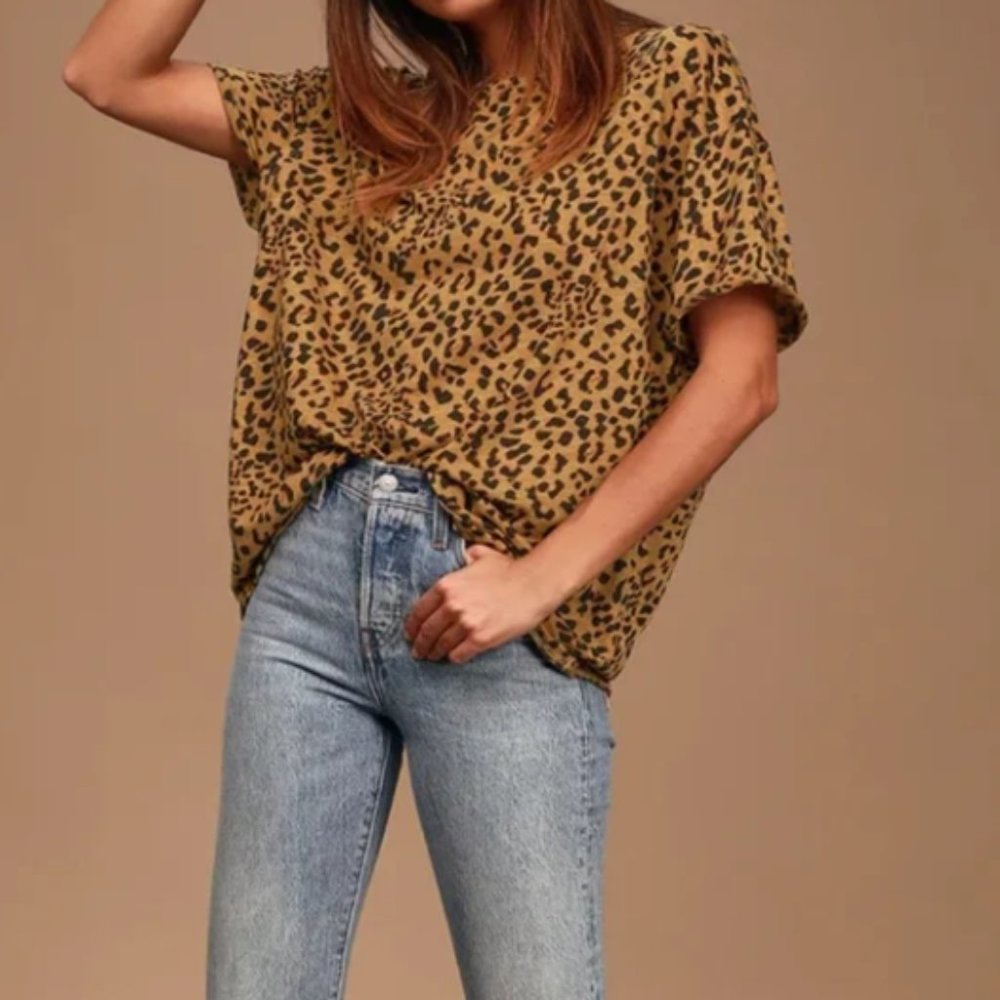 Free People Clarity Tee Cheetah Size XS